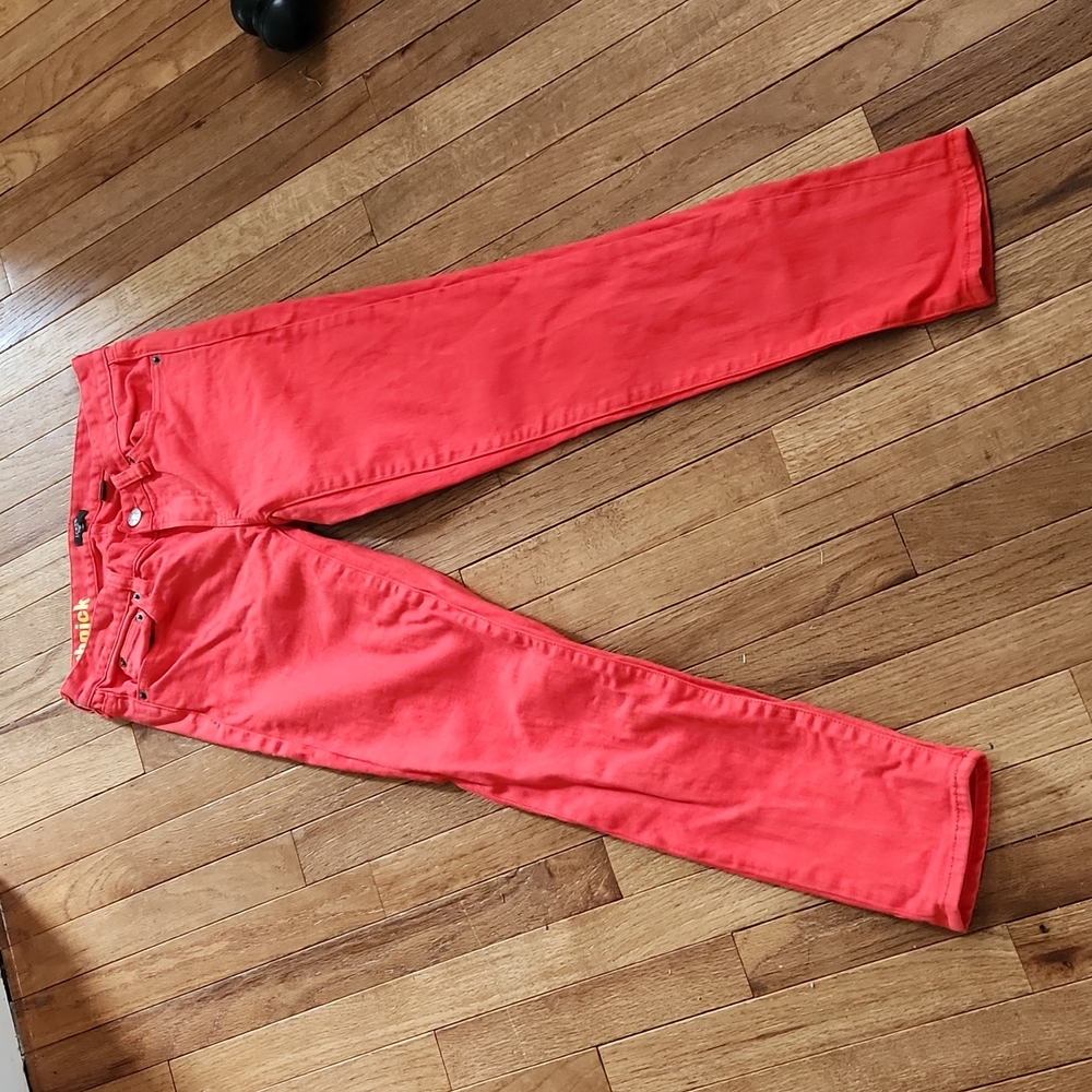 J. Crew orange red toothpick denim jeans